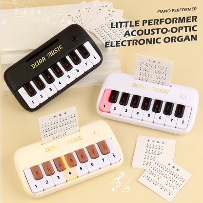 Creative Mini Electronic Piano 15 Keys Educational Musical Instrument Play Pendant Luminous Music Toy Small Gift For Beginner