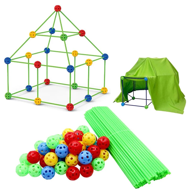 New Arrival Hot Children Indoor Creative Construction Tunnel Castle Play Set Tents Building Play Houses Kids DIY Tent Toys