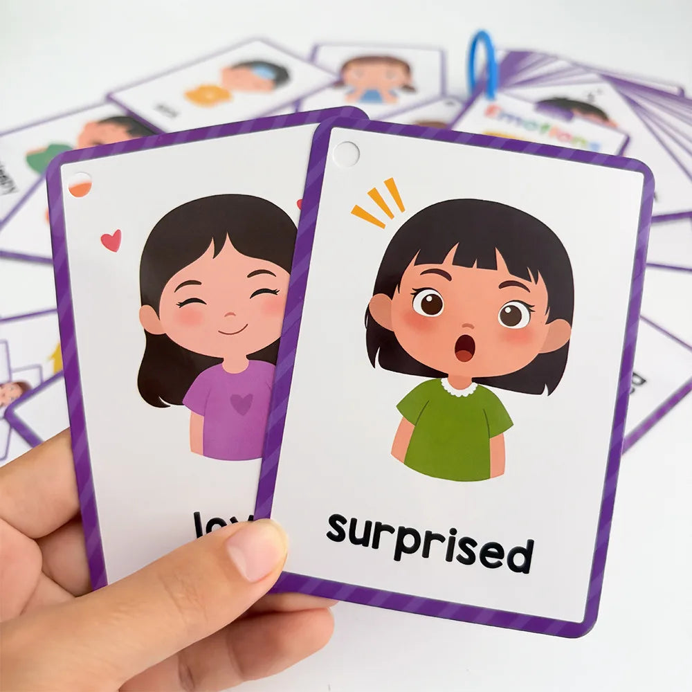 15 Cards Kids Emotion Flashcards Toddler Feelings Cognition Cards Preschool Early Educational Toys English Learning Flash Cards