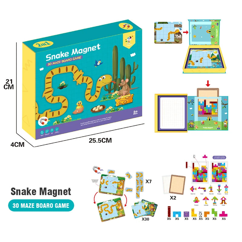 Montessori Children Intelligent Magnetic Book 3D Cartoon Puzzles Jigsaw Brain Training Game Educational Toys Kids Birthday Gift