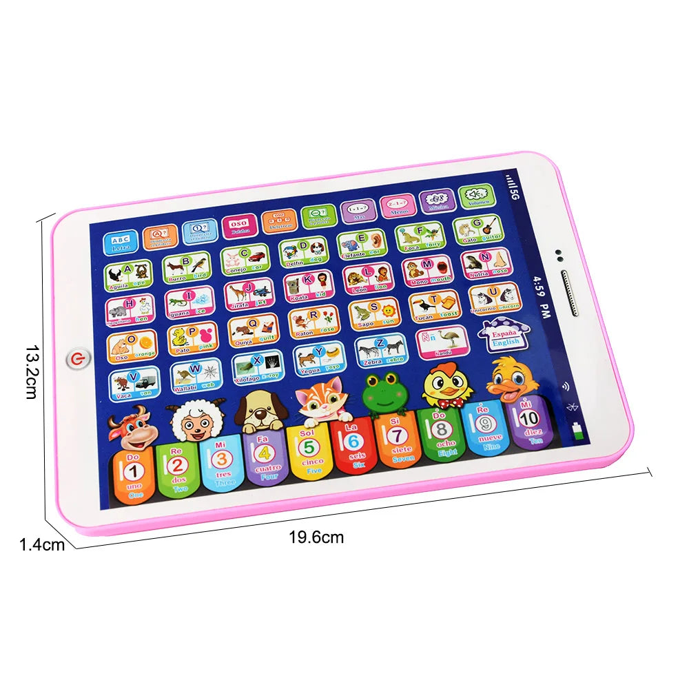 Spanish-English Bilingual Kids Learning Tablet Toy: Educational Interactive Play Toy for Toddlers & Preschoolers Children
