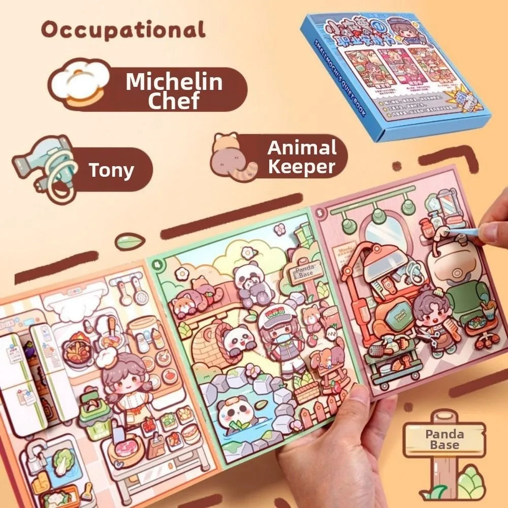 Creative Multicolor Occupation Quiet Book 2.5D 8 Kind Scene Miniature Scene Stickers Hands Training Paper Puzzle Sticker Toy
