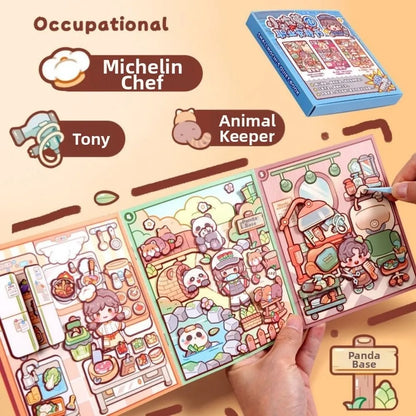 Creative Multicolor Occupation Quiet Book 2.5D 8 Kind Scene Miniature Scene Stickers Hands Training Paper Puzzle Sticker Toy