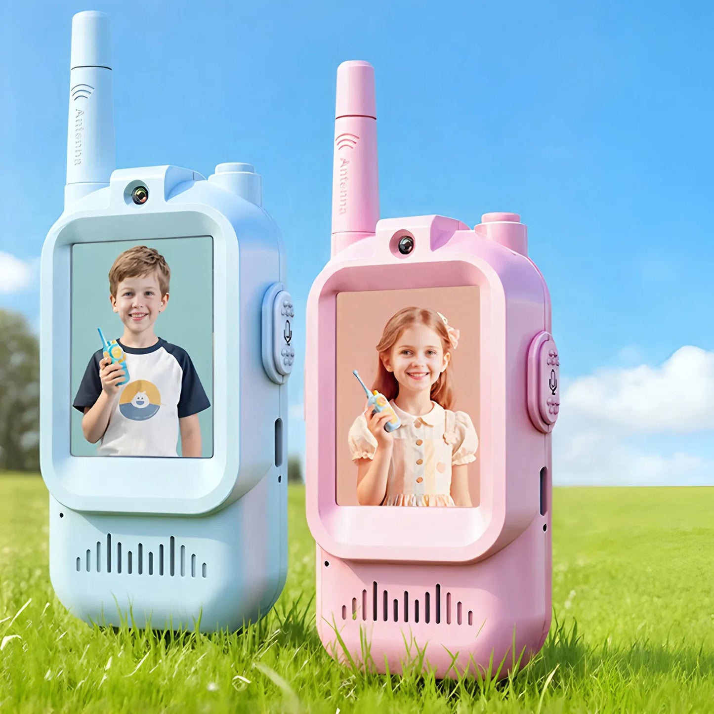 Video Walkie Talkies for Kids 2 Pack Rechargeable Intercom Walkie-talkie Cute 2 Inch Screen One-Click Call Child Video Intercom