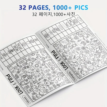 Look and Find Activity Book for Kids with Hidden Objects, Focus Attention Practice, Fun Coloring Activity Book for Home School