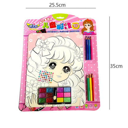 Children's Creative Handmade DIY Graffiti Painting Copy Colorful Drawing Toys Set Princess Girl Safety Makeup Painting Toy