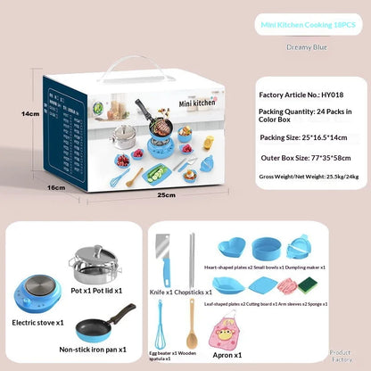 Wholesale Mini Electric Cooktop Kids Real Cooking Pretend Play Kitchen Toy Full Set With US UK EU Plug For Girls Role Play Game