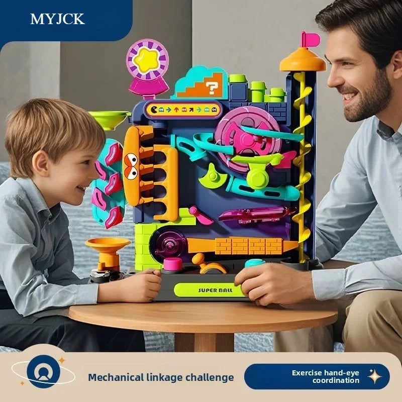 Children Educational Montessori Toys Multilayer Track Adventure Game Rail Rolling Ball Model Interactive Brain Christmas Gift