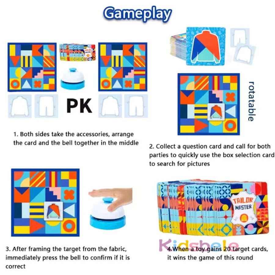 Montessori Kid Matching Board Game Color Shape Puzzle Educational Family Party Brain Training Interactive Tailor Battle Toy