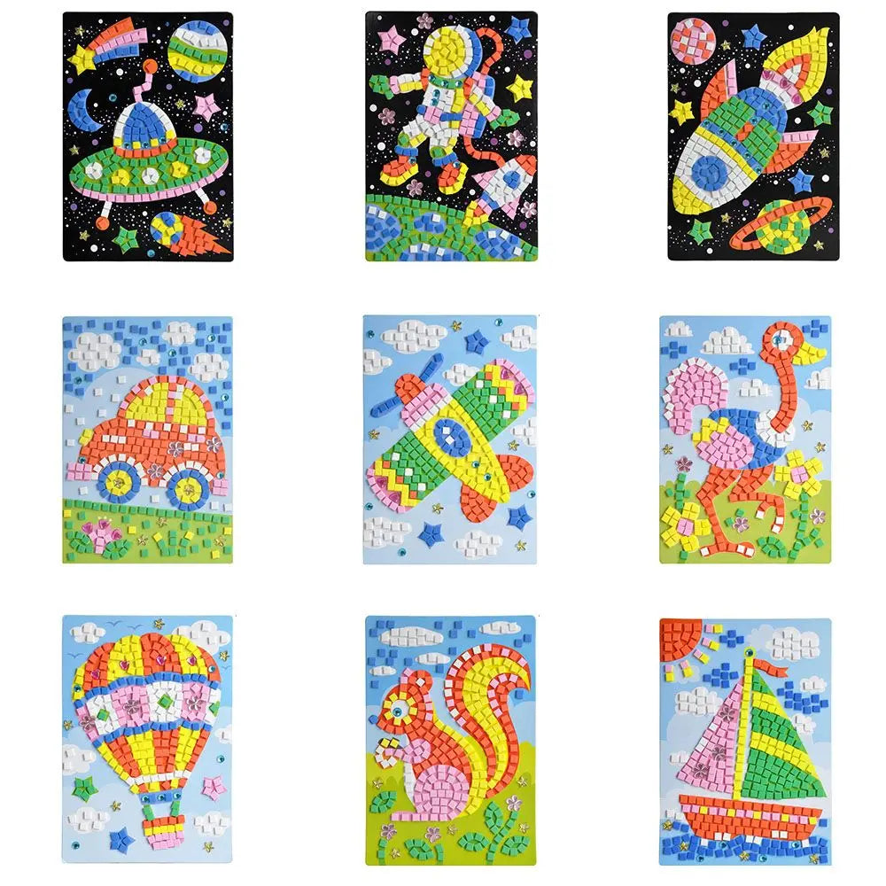 Creative Kids Game  Early Educational DIY Kits 3D Mosaics Puzzle  drawing toys Stickers EVA Foam