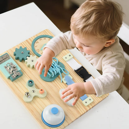 Montessori Busy Board for Toddlers Wooden Activity Sensory Board for Fine Motor Skills Travel Educational Learning  Toys for Kid