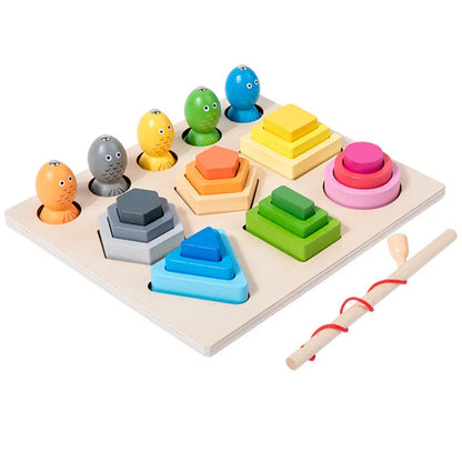 Montessori  Wooden Color Shape Cognitive Classification Matching Puzzle Children's Magnetic Fishing Learning Educational Toys