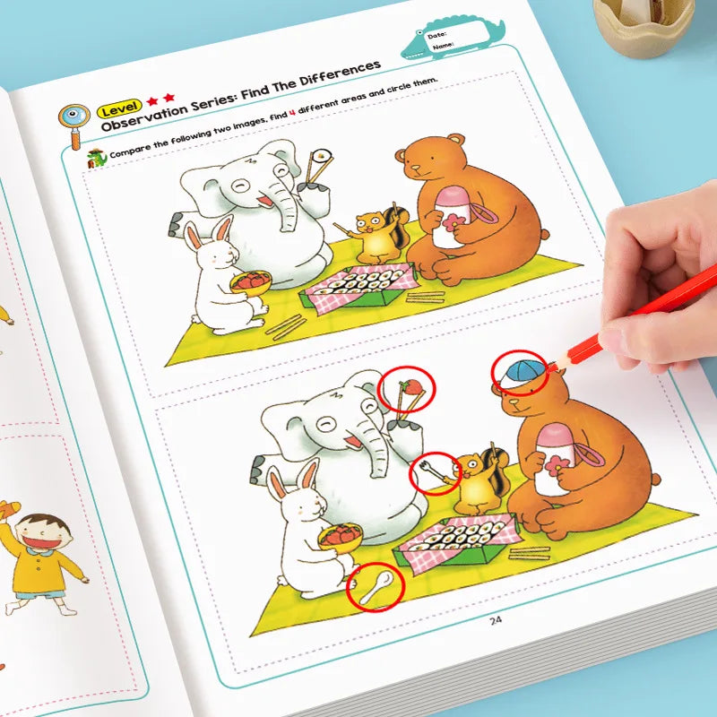 Montessori Look And Find Different Game Improve Visual Perception Skills Toddler Early Education Colorful Learning Book for Kids
