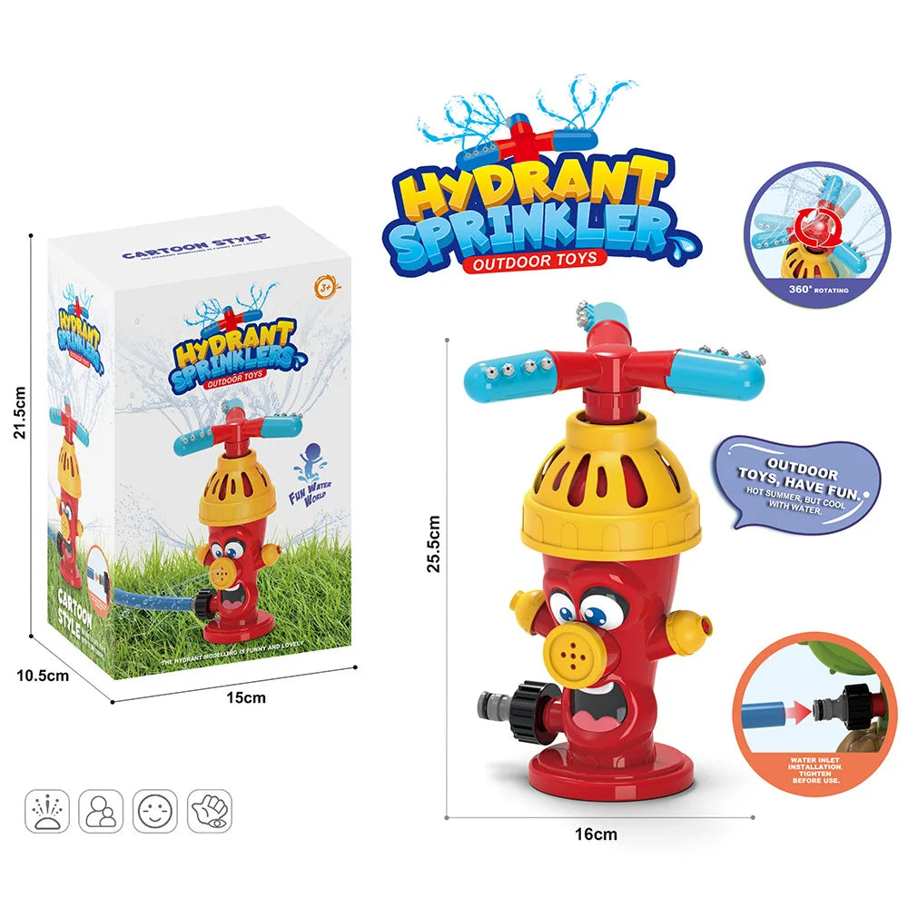 Kids Cartoon Fire Hydrant Style Water Sprinkler Toy Summer Outdoor Garden Yard Splash Spray Toy Children Backyard Bath Water Pla