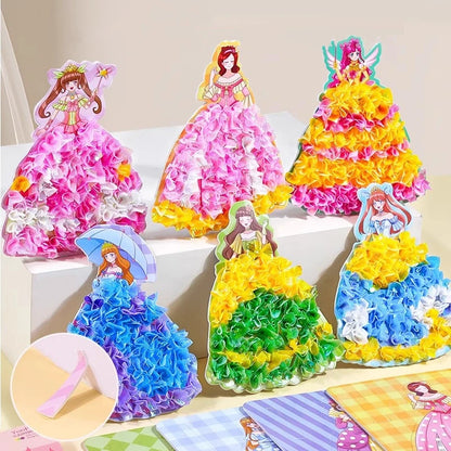 Creative Princess Puzzle Puncture Painting Board with Pens Fabric Craft Kits for Kids Poking Drawing Dress Up Boards DIY Toys