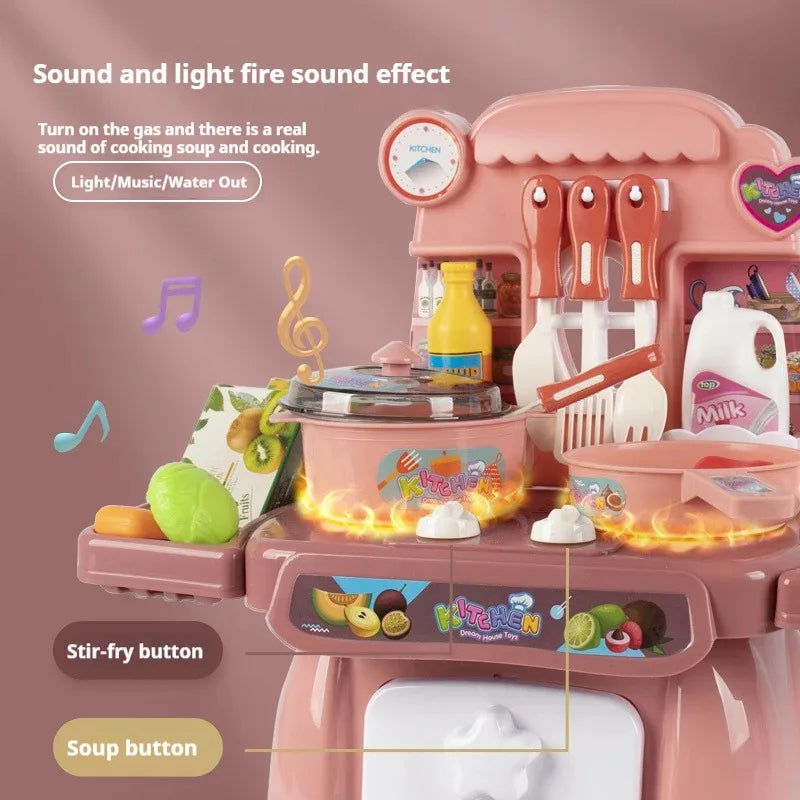 Kids Electric Kitchen Toy Set with Light & Sound Effects, Fun Educational Cooking Playset for Imaginative Role Play & Learning