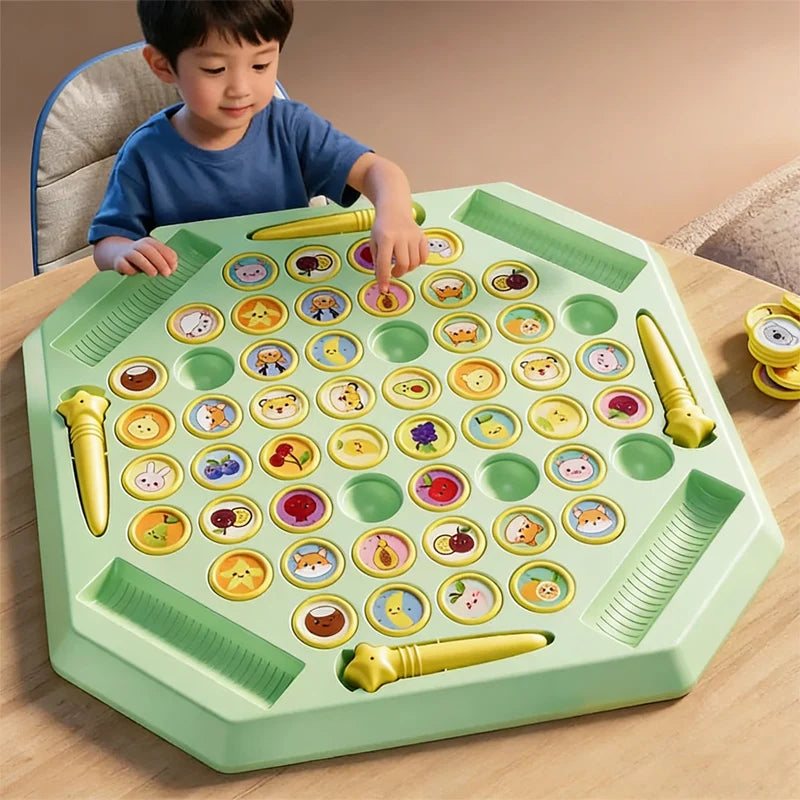Kids Memory Game Educational Flip Board Toy Animal Fruit Dinosaur Logical Thinking Multi‑Player Learning Gift for 3‑6 Years Old