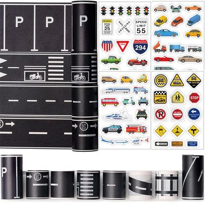 Creative Road Tapes Traffic DIY Highway Train Railway Tape Cartoon Car Stickers for Kids Racing Car Birthday Party Creative Gift