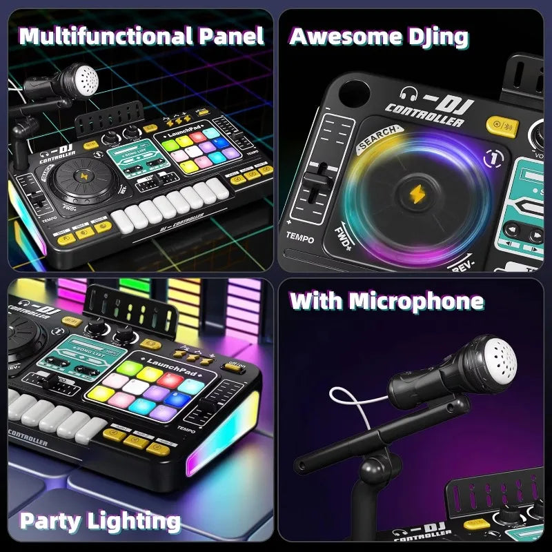 DJ Mixing Toys for Children Multi-functional Bluetooth DJ Keyboards Turntable Controller Kids Musical Instrument Educational Toy