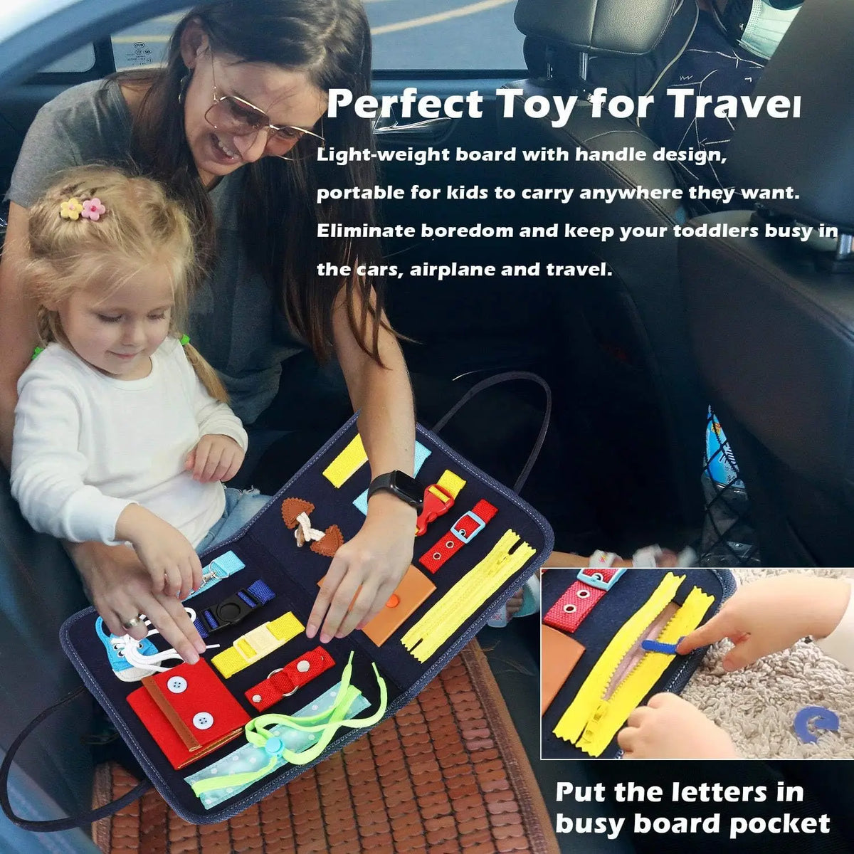 Sensory Play Board Busy Board Montessori Leaning Toys For Toddlers Foldable Sensory Toy Toddler Activity Board-Educational Learn