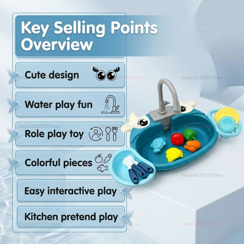 Children Play House Simulated Kitchen Dishwasher Sink Hand Basin Electric Circulating Water Kitchen Set Boy Girl Idea Kids Toys