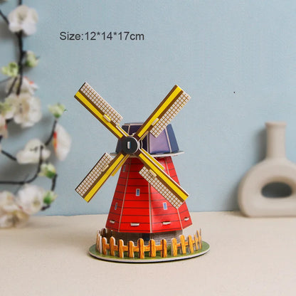 Creative DIY 3D Paper Card Puzzle Building Model Assembly Kids Handmade Jigsaw Room Decorations Educational Toys
