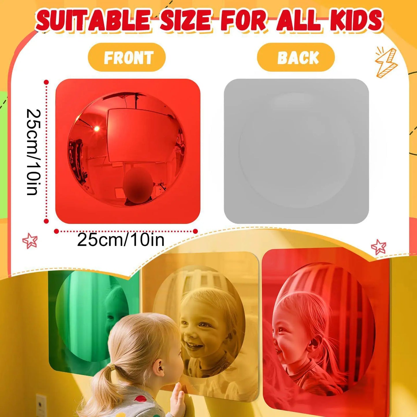 Kids Sensory Mirror 3-Piece Interactive Stimulation Toys Acrylic Bubble Mirror Sensory Toys for Feelings Exploration Tactile