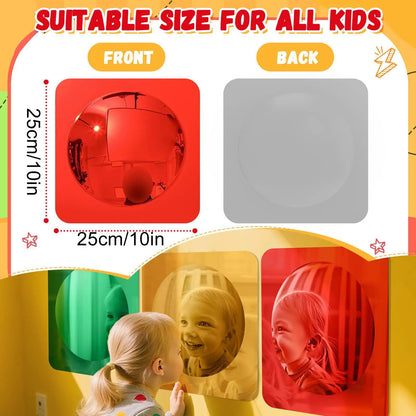 Kids Sensory Mirror 3-Piece Interactive Stimulation Toys Acrylic Bubble Mirror Sensory Toys for Feelings Exploration Tactile