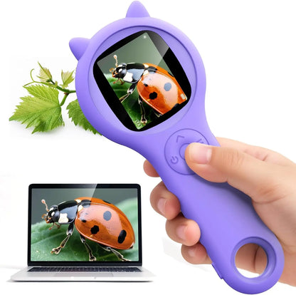Kids Digital Microscope 500X Portable USB Charging with Photo Video Function Silicone Case Educational Science Toy for Children