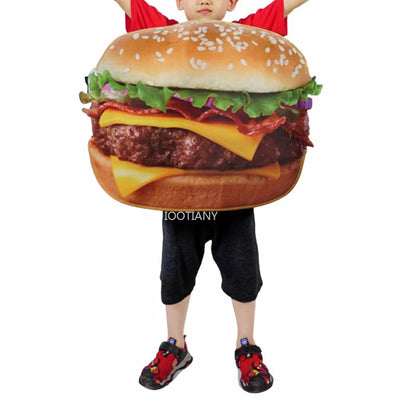 Creative Día Del Niño Padres E Hijos Set Funny Cosplay Food Burger Promotional Performance Doll Props Party Performance Costumes
