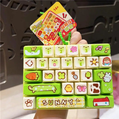 Creative Food Themed Keyboard Keychain 26 Buttons Decompression Toy Funny Stress Relief Fidget for Kids Rewards