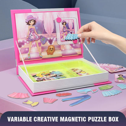 Montessori Children Intelligent Magnetic Book 3D Cartoon Puzzles Jigsaw Brain Training Game Educational Toys Kids Birthday Gift