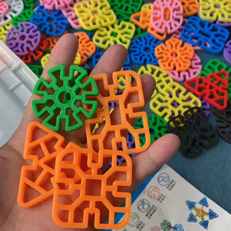 Montessori Geometric Shapes Interlocking Building Blocks for Kids Fun and Educational Gifts Creative Construction Toys