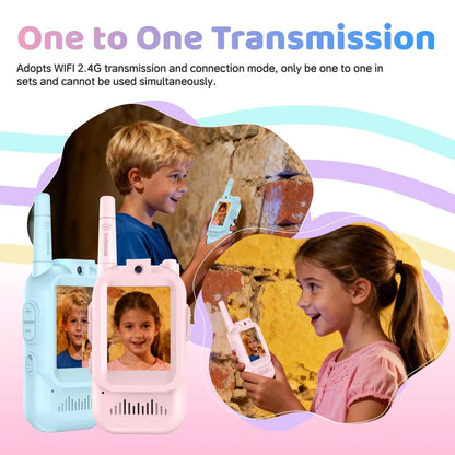 Kids Video Walkie Talkie Mini Smart Camera 2PCS Rechargeable 2-inch Screen One-Click HD Call Intercom For Kids Gifts