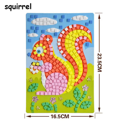 Creative Kids Game  Early Educational DIY Kits 3D Mosaics Puzzle  drawing toys Stickers EVA Foam