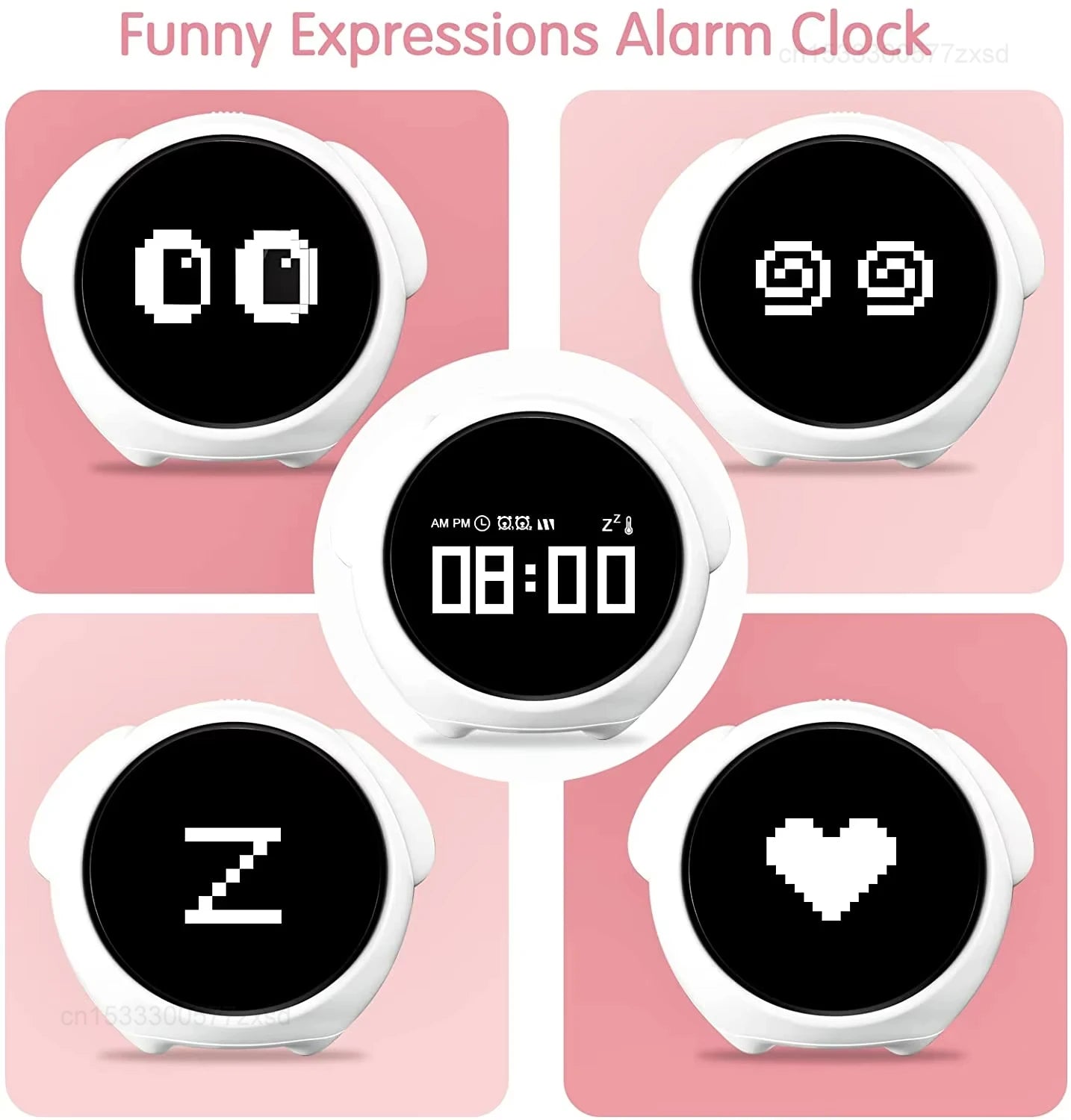 Child Alarm Clock Digital Emotion Table Clock WIth Light Living Room Bedroom Desktop Clock Cute Cartoon Alarm Clock for Kids