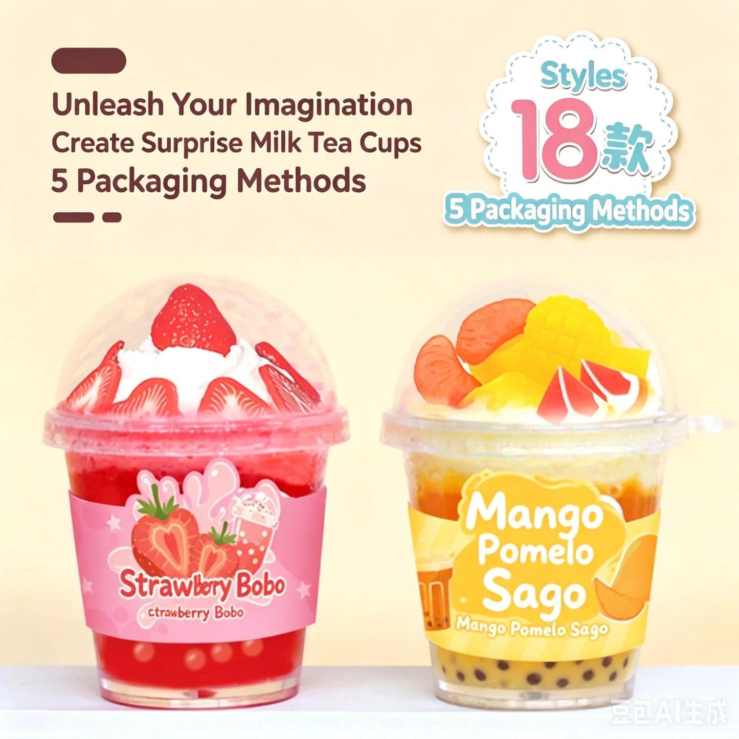 Creative Mini Milk Tea Cup Cream Glue DIY Set Handmade Craft Making Material Kit Pretend Play Role Play Toy for Girls Kids