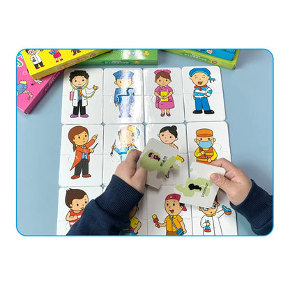 Matching Card Game for Kids Developing Puzzle Baby Cognitive Fruit Animal Learning Montessori Early Educational Puzzle Toy