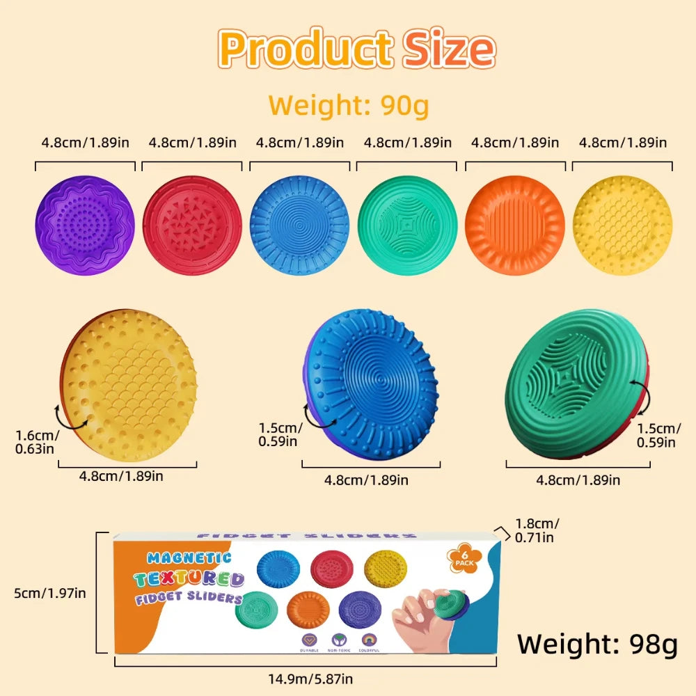 Magnetic Fidget Toys for Adults -Textured Sensory Toys for Autism Anxiety Relief Stress Fidget Silicone Sliders