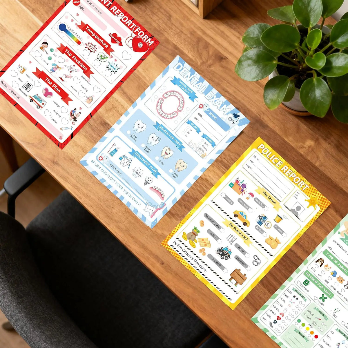 Pretend Play Notepads 6 Pack Playtime Pads Pretend Notebooks Imaginative Role Play Game Notepads for Boys & Girls