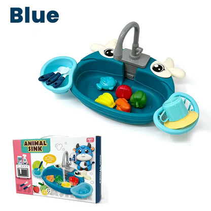 Children Play House Simulated Kitchen Dishwasher Sink Hand Basin Electric Circulating Water Kitchen Set Boy Girl Idea Kids Toys