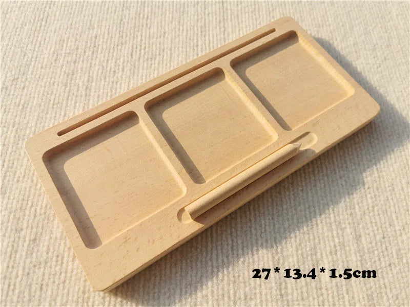 Montessori Toys Wooden Learning Tablet with Chalks Divided Trays Simulation Animals Matched English Study Cards