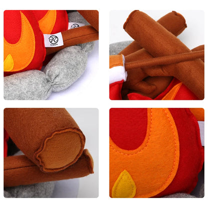 Pretend Felt Campfire Playset for Kids Sensory Play Camping Toy Set with Plush Fire Logs and Stones