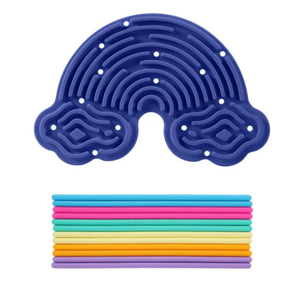 Silicone Sensory Activity Board 12 Strings Double-Sided Fidget Toy Calming Stress Relief Rainbow Sensory Toys ADHD and Autism