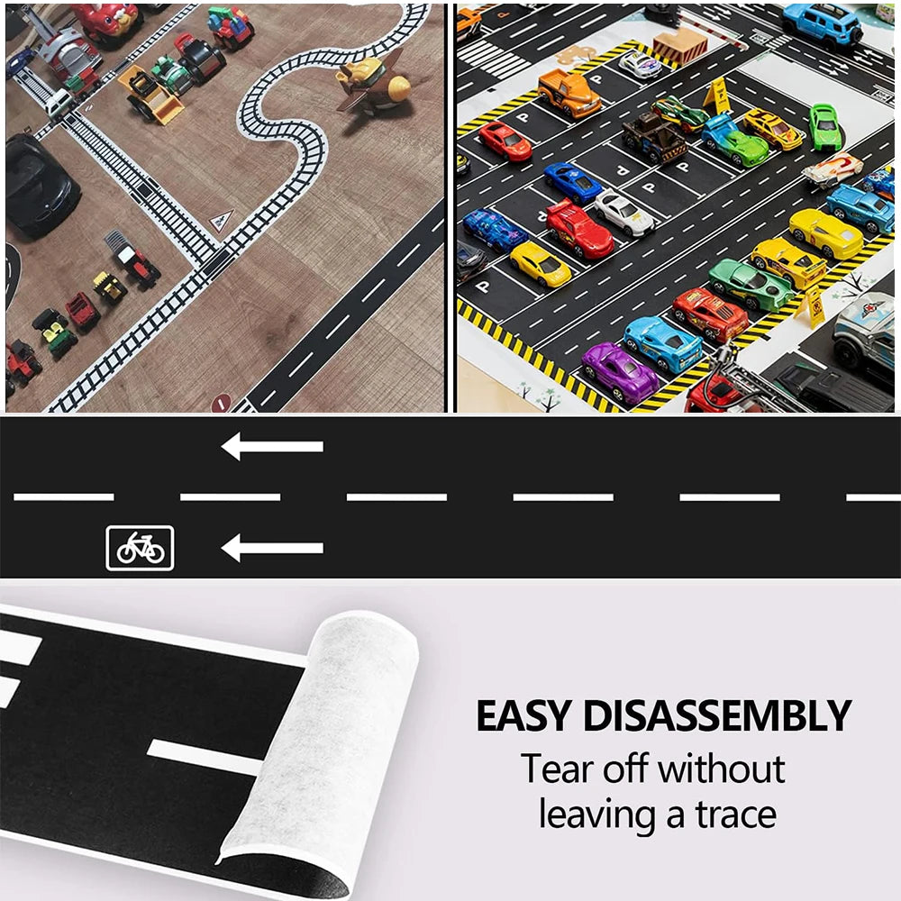 Creative Road Tapes Traffic DIY Highway Train Railway Tape Cartoon Car Stickers for Kids Racing Car Birthday Party Creative Gift