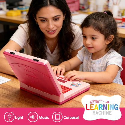 Pink Kids Learning Laptop Toy – Interactive Educational Computer with Music, Lights & Mouse for Early Development