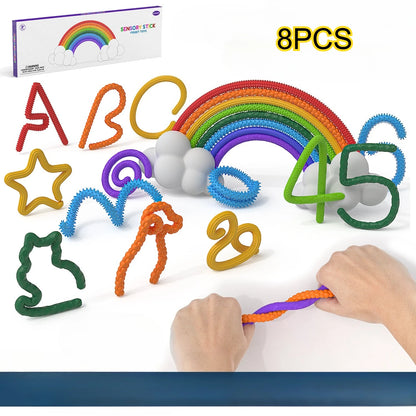 8pcs EDC Fidget Sensory Sticks toys, Worry Balls Autism Calming Kid Adults Anxiety Relief Stress Sensory Toy, Christmas gifts