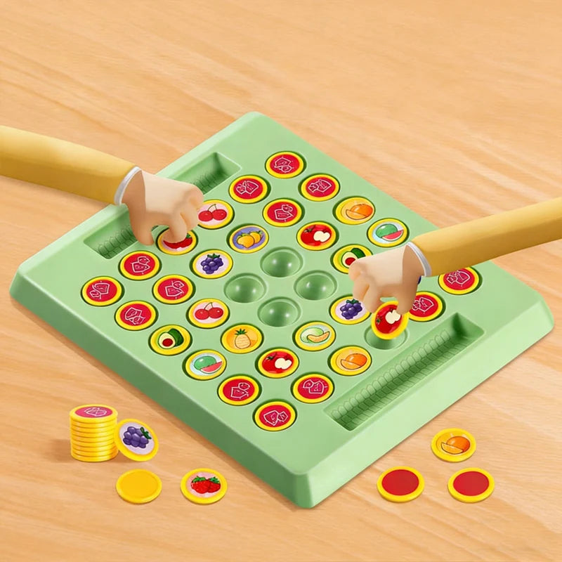 Kids Memory Game Educational Flip Board Toy Animal Fruit Dinosaur Logical Thinking Multi‑Player Learning Gift for 3‑6 Years Old