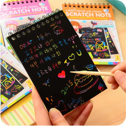 1/3/6/10Pcs Creative Colorful Scratch Art Book DIY Graffiti Paper Handcraft Drawing Book for Kids And Adults