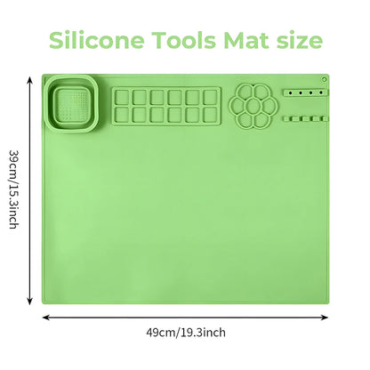 Kids Creative Studio Silicone Art Mat Painting Craft Station with Brush Cup Holder Palette Reusable Non Toxic DIY Drawing Pad